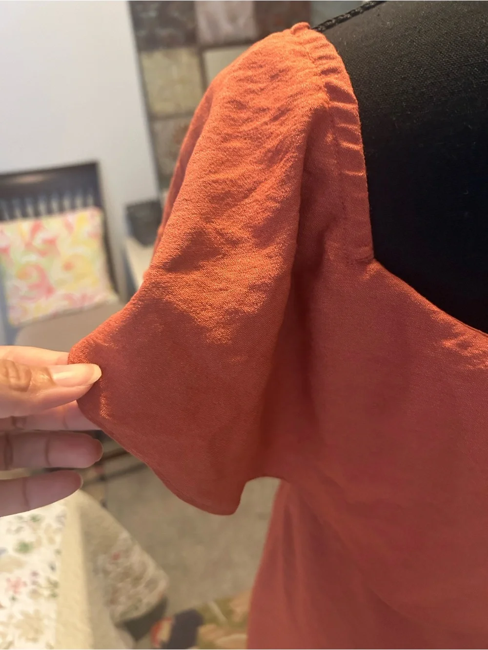 Sugarlips Orange Ruffle-Shoulder Midi Dress - Picture 5 of 9